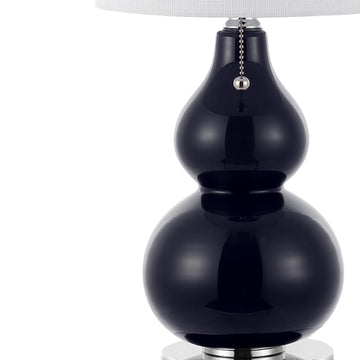 Cora 22" Classic Vintage Glass LED Table Lamp with USB Charging Port - JONATHAN Y